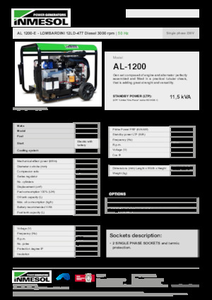 Groupes électrogènes à diesel INMESOL AL 1200-E