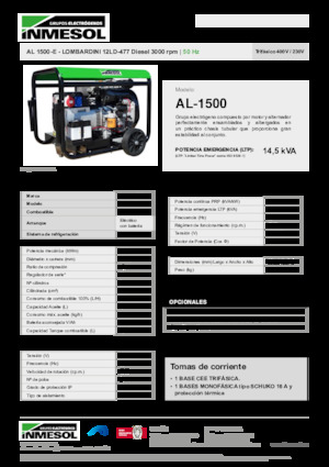Groupes électrogènes à diesel INMESOL AL 1500-E