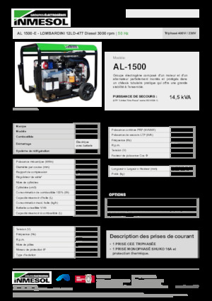 Groupes électrogènes à diesel INMESOL AL 1500-E