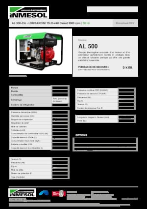 Groupes électrogènes à diesel INMESOL AL 500-CA