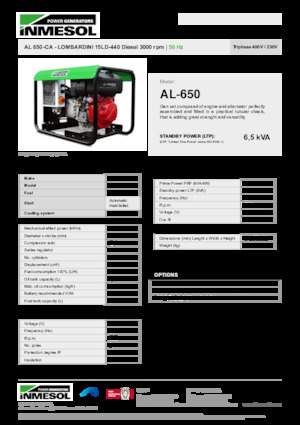 Groupes électrogènes à diesel INMESOL AL 650-CA