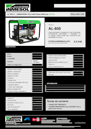 Groupes électrogènes à diesel INMESOL AL 650-E