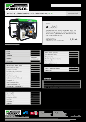 Groupes électrogènes à diesel INMESOL AL 850-CA
