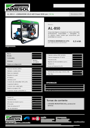 Groupes électrogènes à diesel INMESOL AL 850-E