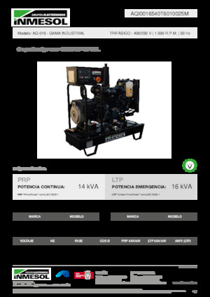 Groupes électrogènes à diesel INMESOL AQ-016