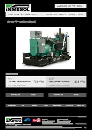 Groupes électrogènes à diesel INMESOL AV-800