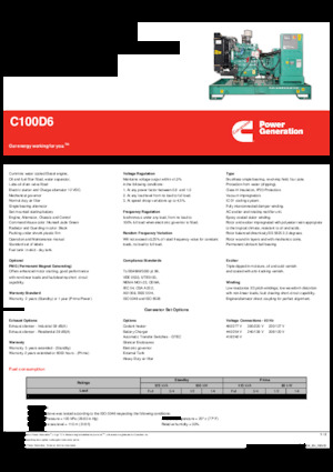 Groupes électrogènes à diesel Cummins C100D6