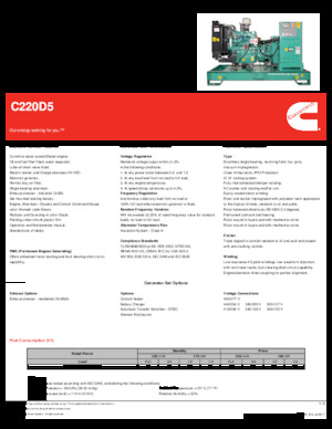 Groupes électrogènes à diesel Cummins C220D5