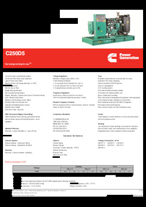 Groupes électrogènes à diesel Cummins C250D5