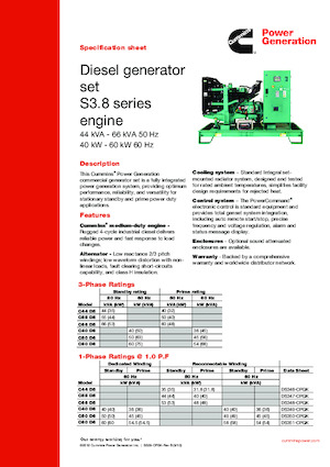 Groupes électrogènes à diesel Cummins C50 D6