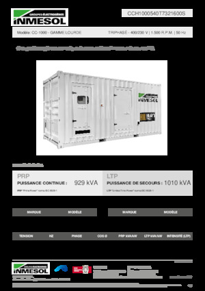 Groupes électrogènes à diesel INMESOL CC-1000