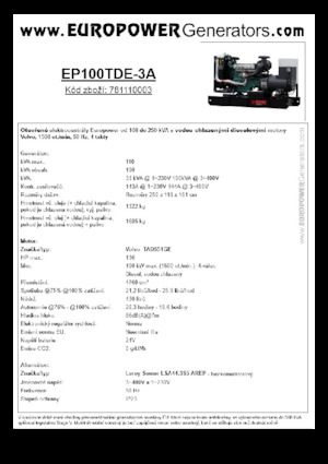 Groupes électrogènes à diesel Europower EP100TDE-3A (LS)