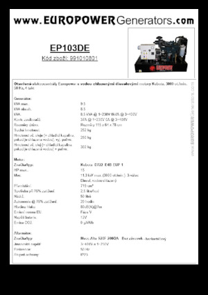Groupes électrogènes à diesel Europower EP103DE (MA)