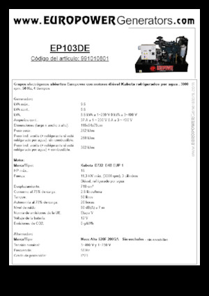 Groupes électrogènes à diesel Europower EP103DE (MA)