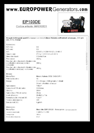 Groupes électrogènes à diesel Europower EP103DE (MA)