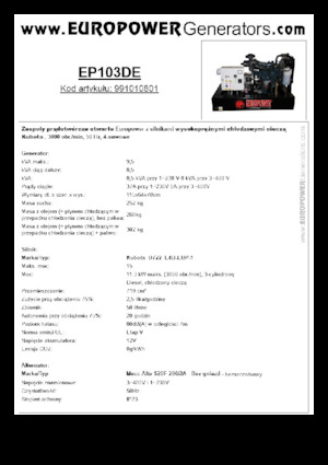 Groupes électrogènes à diesel Europower EP103DE (MA)