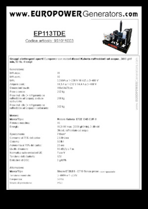 Groupes électrogènes à diesel Europower EP113TDE (S)
