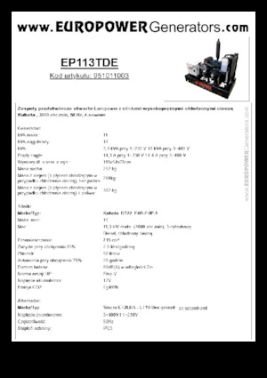 Groupes électrogènes à diesel Europower EP113TDE (S)