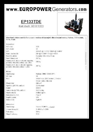 Groupes électrogènes à diesel Europower EP133TDE (S)
