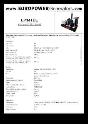 Groupes électrogènes à diesel Europower EP14TDE (LS)