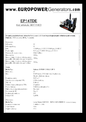 Groupes électrogènes à diesel Europower EP14TDE (LS)