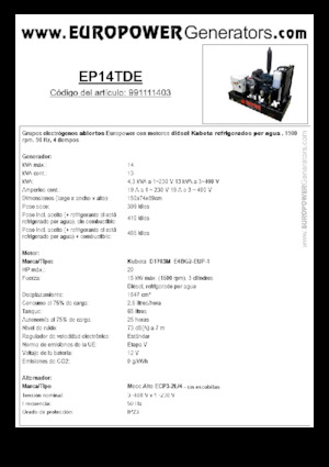 Groupes électrogènes à diesel Europower EP14TDE (MA)