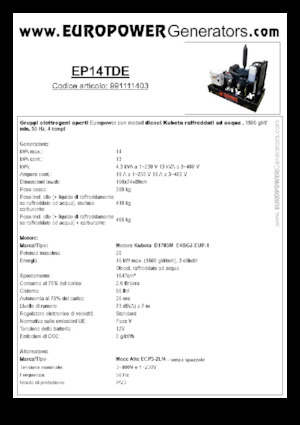Groupes électrogènes à diesel Europower EP14TDE (MA)