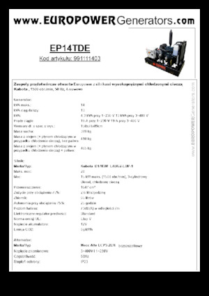 Groupes électrogènes à diesel Europower EP14TDE (MA)