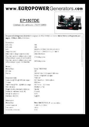 Groupes électrogènes à diesel Europower EP150TDE (MA)