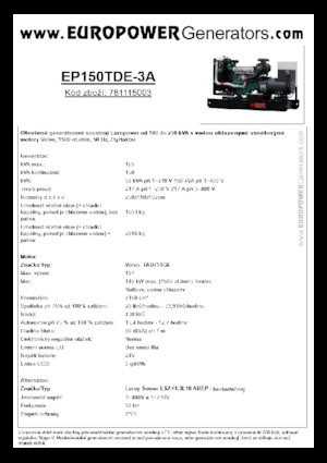 Groupes électrogènes à diesel Europower EP150TDE-3A (LS)