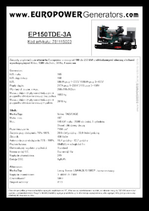 Groupes électrogènes à diesel Europower EP150TDE-3A (LS)