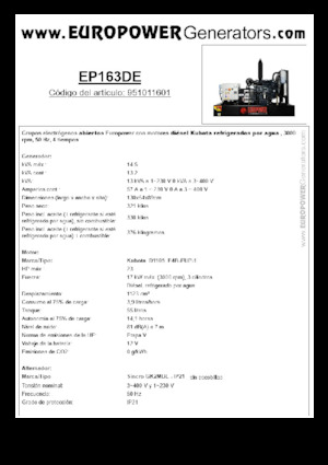 Groupes électrogènes à diesel Europower EP163DE (S)