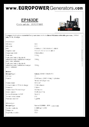 Groupes électrogènes à diesel Europower EP163DE (S)