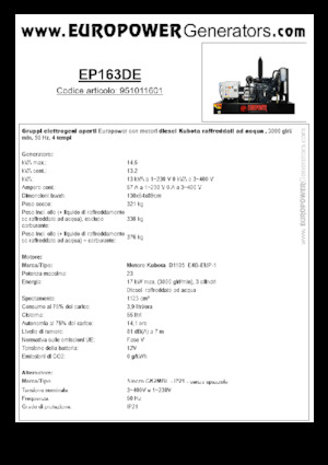 Groupes électrogènes à diesel Europower EP163DE (S)