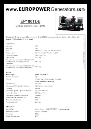 Groupes électrogènes à diesel Europower EP180TDE (LS)