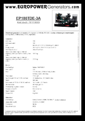 Groupes électrogènes à diesel Europower EP180TDE-3A (LS)