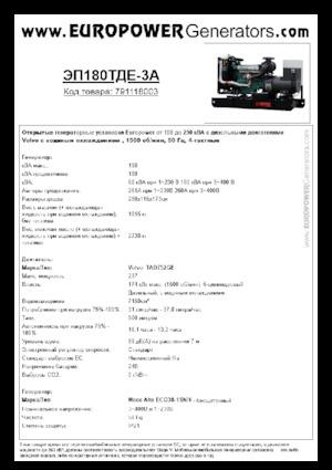 Groupes électrogènes à diesel Europower EP180TDE-3A (MA)