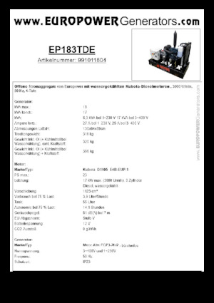 Groupes électrogènes à diesel Europower EP183TDE (MA)