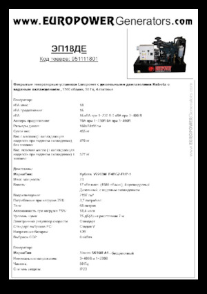 Groupes électrogènes à diesel Europower EP18DE (S)