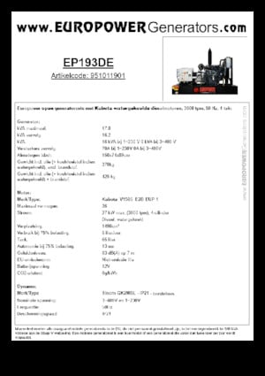 Groupes électrogènes à diesel Europower EP193DE (S)