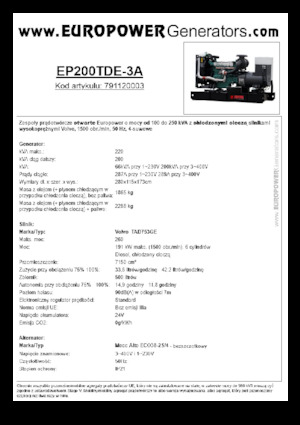 Groupes électrogènes à diesel Europower EP200TDE-3A (MA)