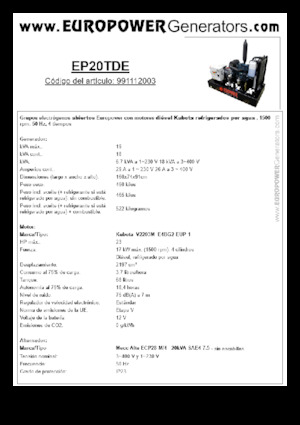 Groupes électrogènes à diesel Europower EP20TDE (MA)
