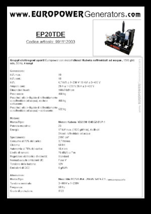 Groupes électrogènes à diesel Europower EP20TDE (MA)