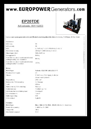 Groupes électrogènes à diesel Europower EP20TDE (MA)