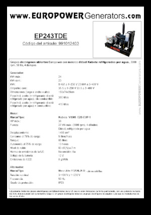 Groupes électrogènes à diesel Europower EP243TDE (MA)
