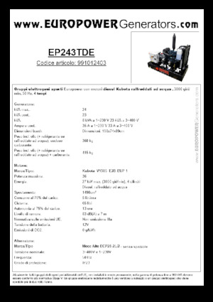 Groupes électrogènes à diesel Europower EP243TDE (MA)