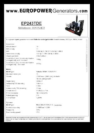 Groupes électrogènes à diesel Europower EP243TDE (MA)