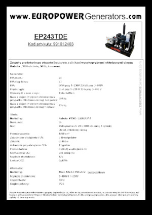 Groupes électrogènes à diesel Europower EP243TDE (MA)
