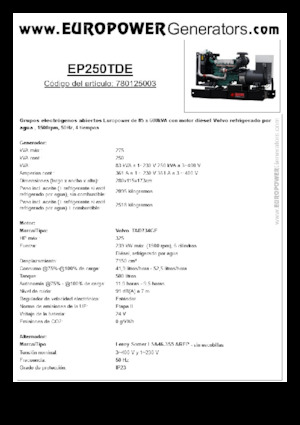 Groupes électrogènes à diesel Europower EP250TDE (LS)