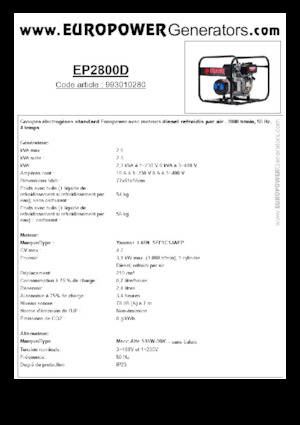 Groupes électrogènes à diesel Europower EP2800D (MA)
